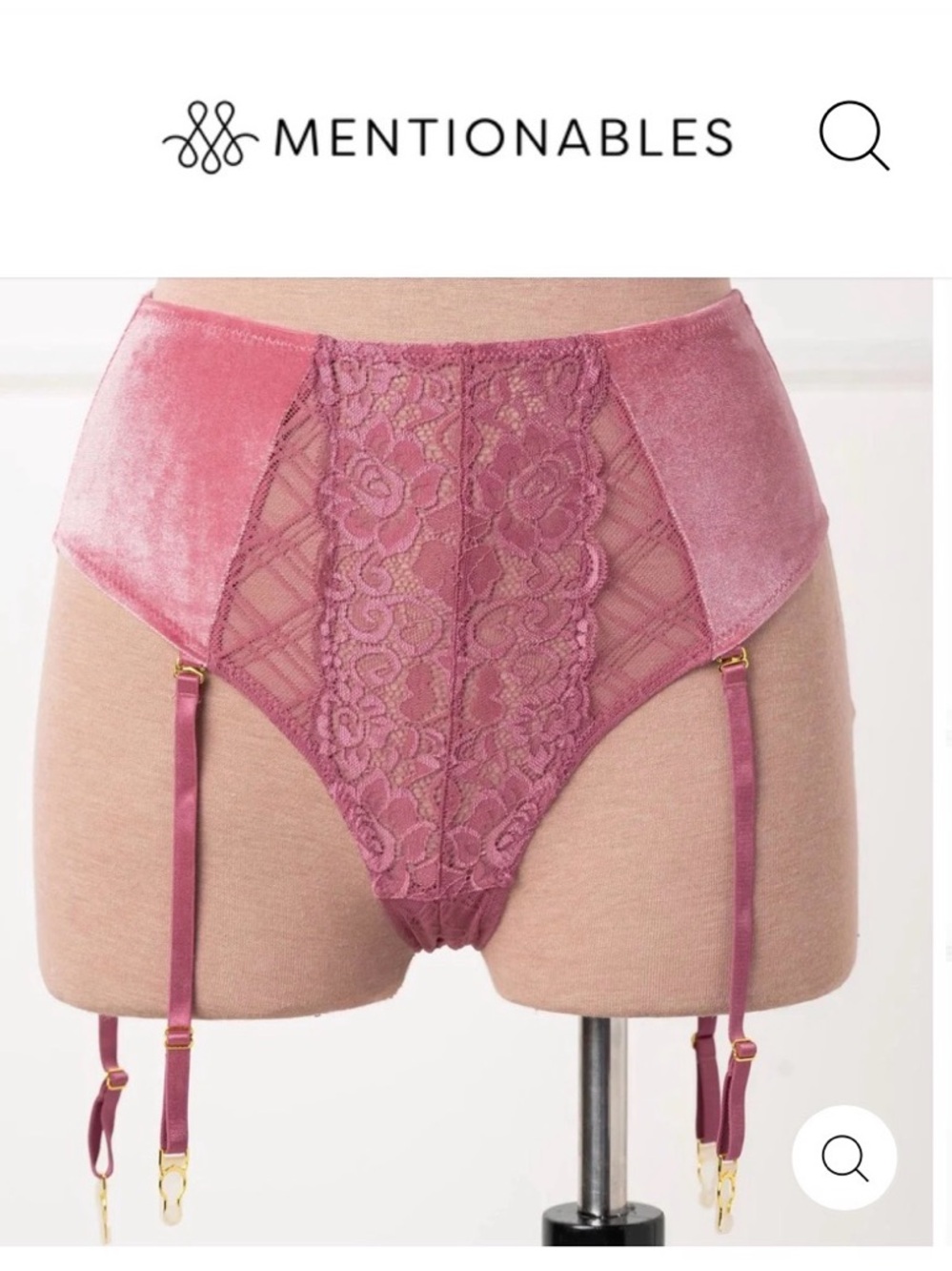 High-Waist Velvet Garter Panty in Sugarplum by Mentionables BNIP - never removed